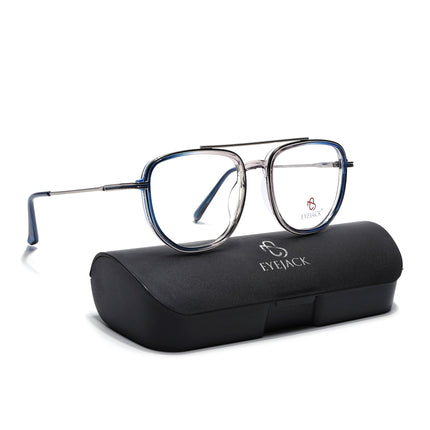 Eyejack Silver & Blue Wayfarer Eyeglasses for Men & Women (170208FCL2034-C3)