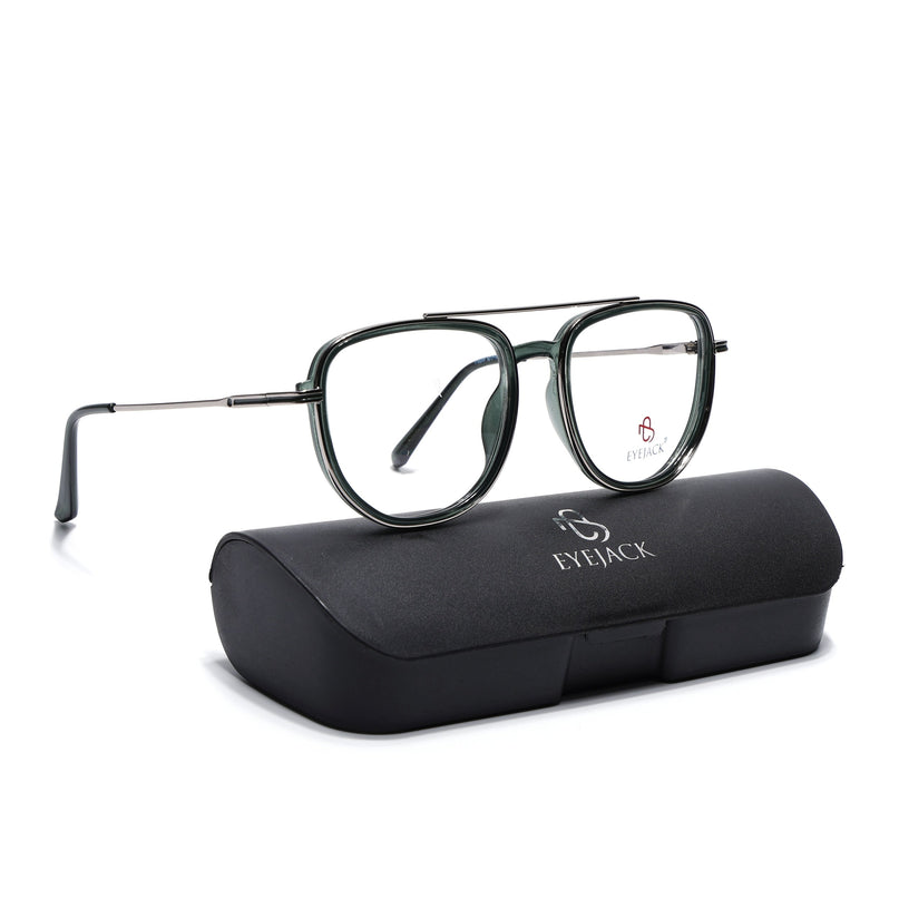 Eyejack Silver & Green Wayfarer Eyeglasses for Men & Women (170208FCL2035-C4)