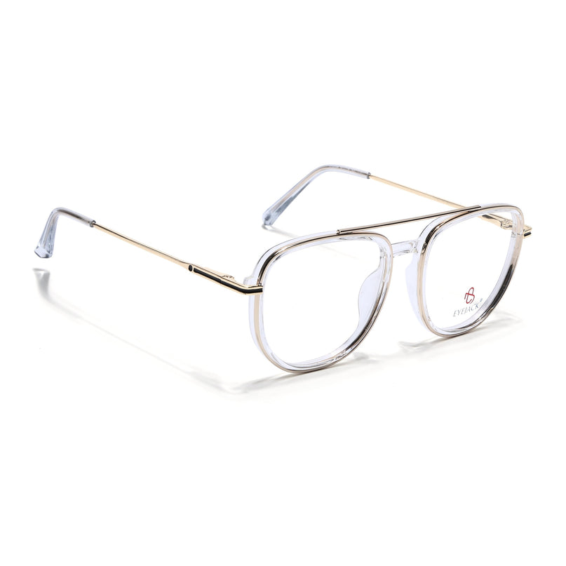 Eyejack Golden & Transparent Wayfarer Eyeglasses for Men & Women (170208FCL2036-C5)
