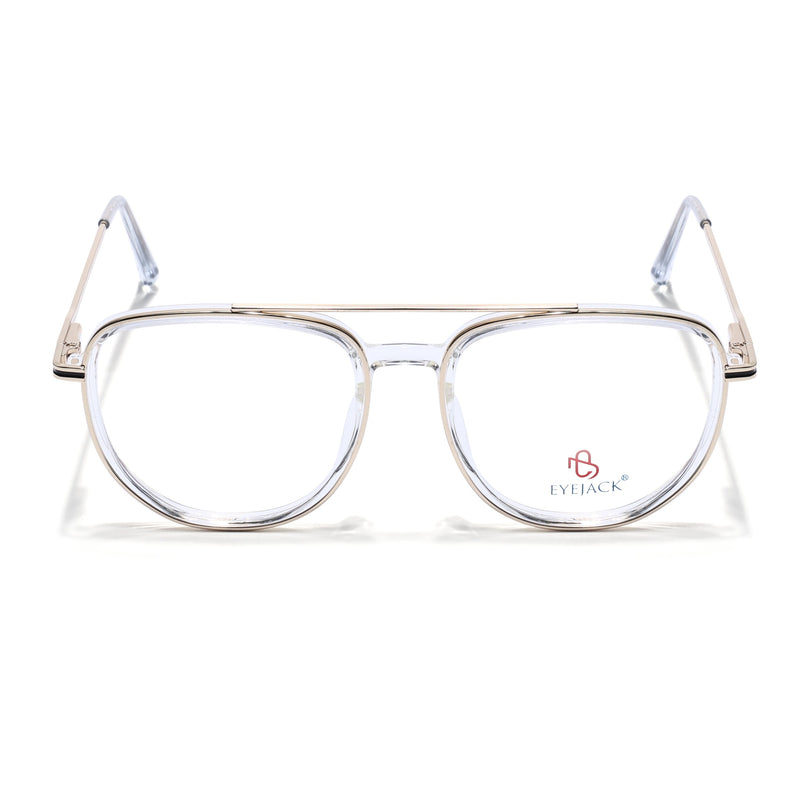 Eyejack Golden & Transparent Wayfarer Eyeglasses for Men & Women (170208FCL2036-C5)