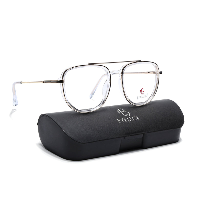 Eyejack Golden & Transparent Wayfarer Eyeglasses for Men & Women (170208FCL2036-C5)