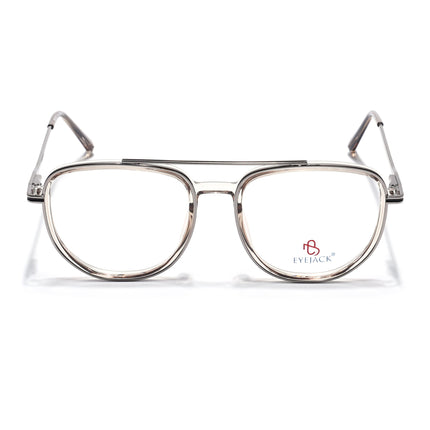 Eyejack Silver & Transparent Wayfarer Eyeglasses for Men & Women (170208FCL2038-C7)