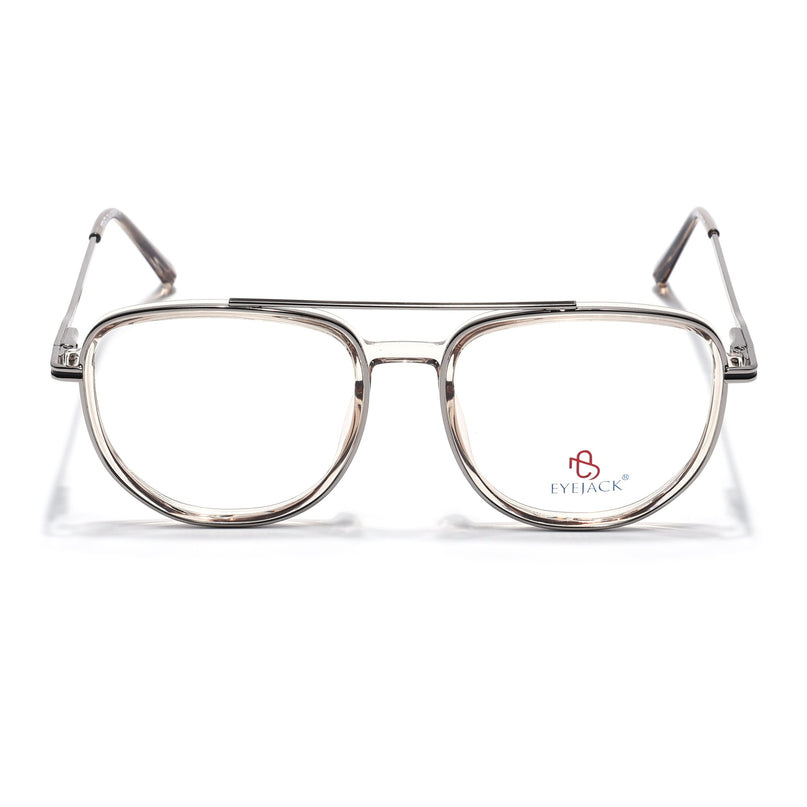 Eyejack Silver & Transparent Wayfarer Eyeglasses for Men & Women (170208FCL2038-C7)