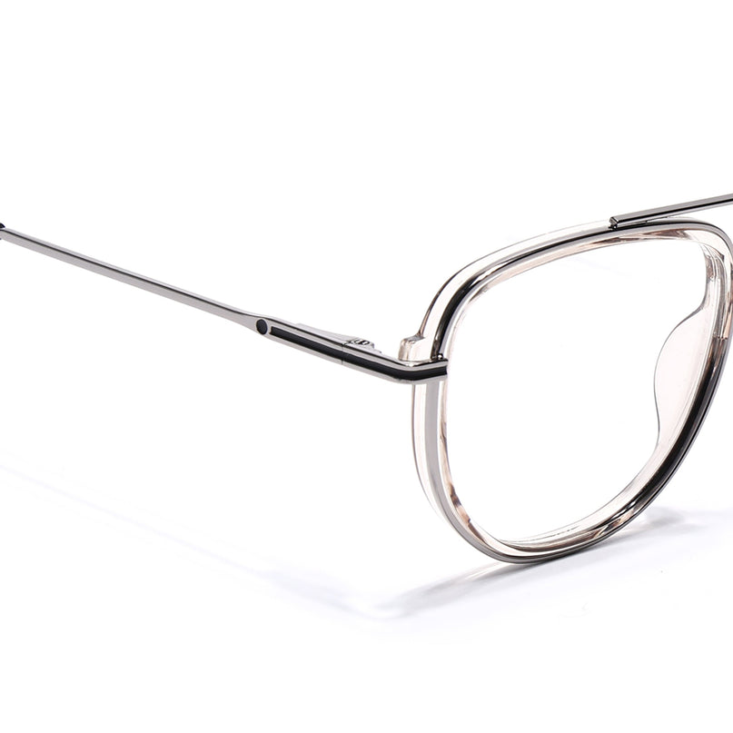 Eyejack Silver & Transparent Wayfarer Eyeglasses for Men & Women (170208FCL2038-C7)