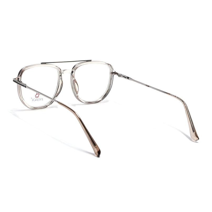 Eyejack Silver & Transparent Wayfarer Eyeglasses for Men & Women (170208FCL2038-C7)