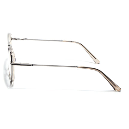 Eyejack Silver & Transparent Wayfarer Eyeglasses for Men & Women (170208FCL2038-C7)