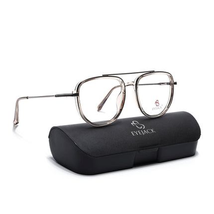 Eyejack Silver & Transparent Wayfarer Eyeglasses for Men & Women (170208FCL2038-C7)
