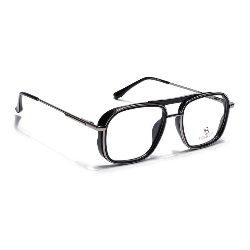 Eyejack Black & Silver Wayfarer Eyeglasses for Men & Women (170209FCL2039-C1)