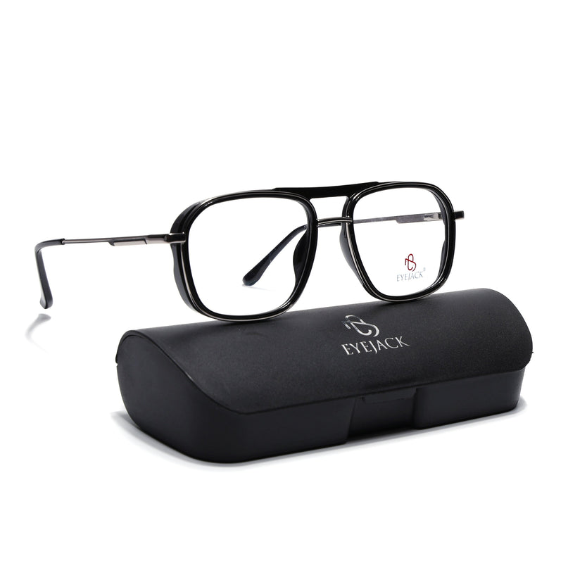 Eyejack Black & Silver Wayfarer Eyeglasses for Men & Women (170209FCL2039-C1)