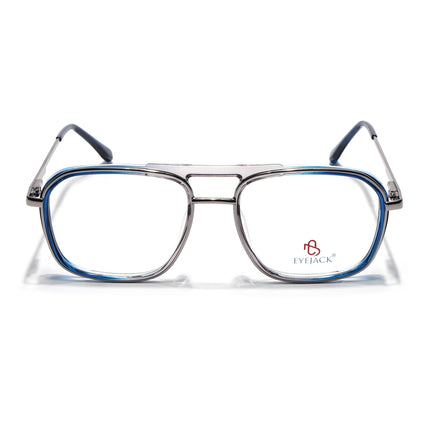 Eyejack Silver & Blue Wayfarer Eyeglasses for Men & Women (170209FCL2040-C2)