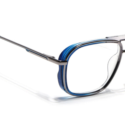 Eyejack Silver & Blue Wayfarer Eyeglasses for Men & Women (170209FCL2040-C2)