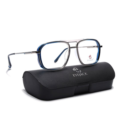 Eyejack Silver & Blue Wayfarer Eyeglasses for Men & Women (170209FCL2040-C2)