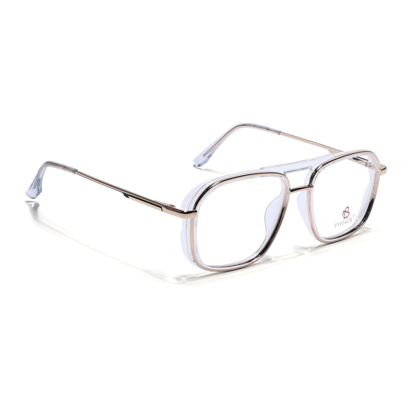 Eyejack Golden & Transparent Wayfarer Eyeglasses for Men & Women (170209FCL2041-C3)