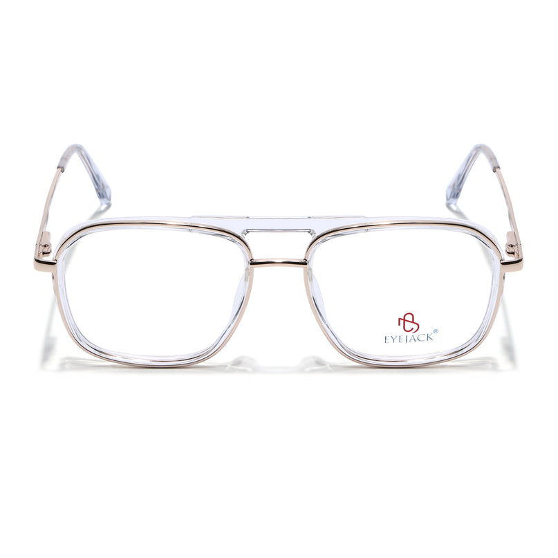 Eyejack Golden & Transparent Wayfarer Eyeglasses for Men & Women (170209FCL2041-C3)
