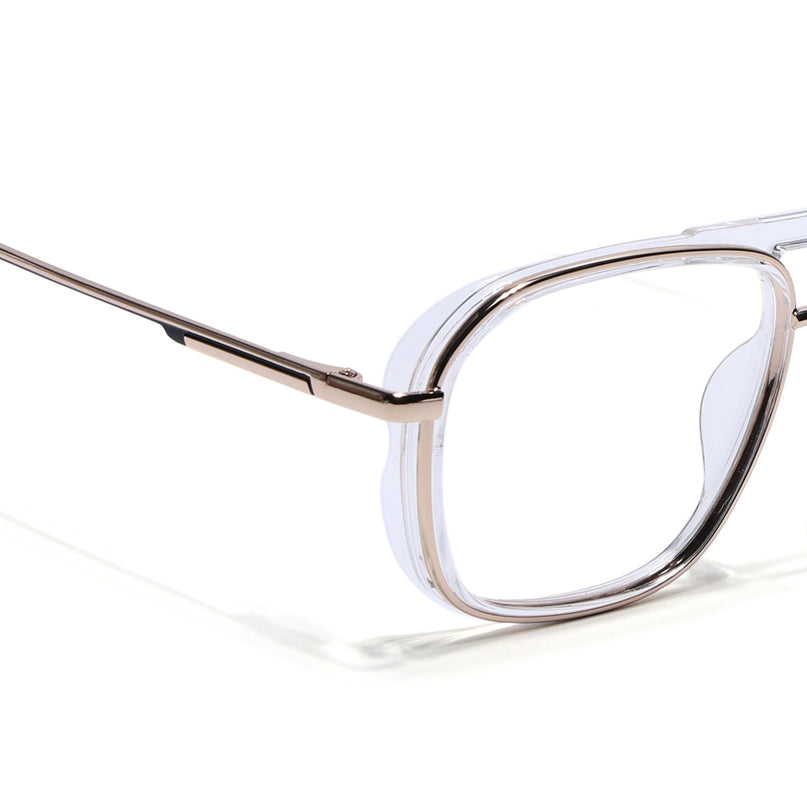 Eyejack Golden & Transparent Wayfarer Eyeglasses for Men & Women (170209FCL2041-C3)