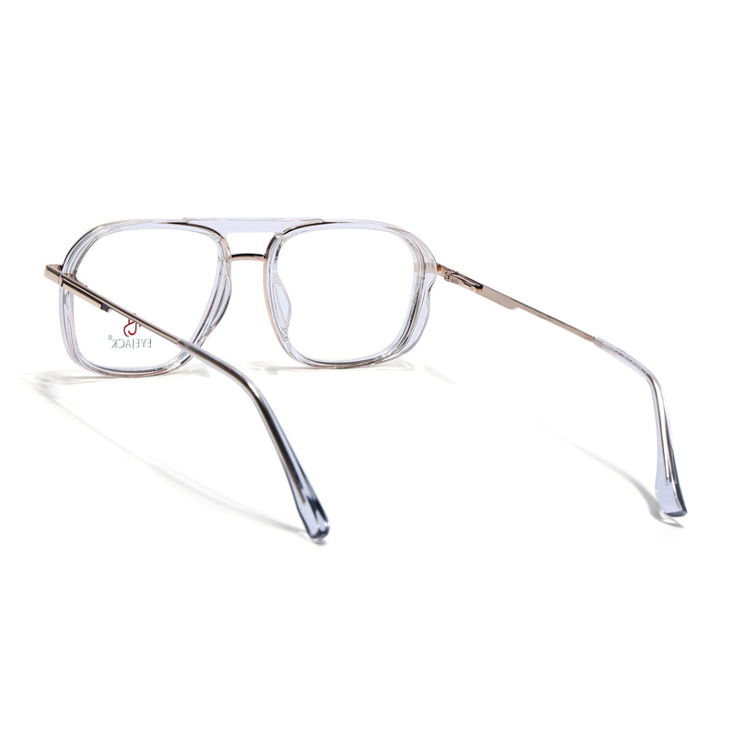 Eyejack Golden & Transparent Wayfarer Eyeglasses for Men & Women (170209FCL2041-C3)