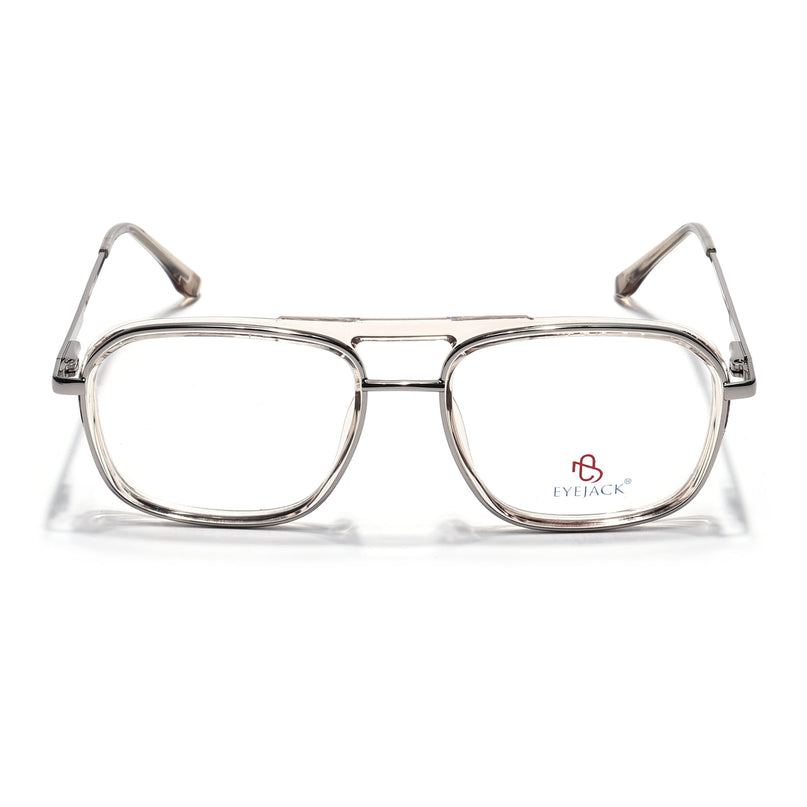 Eyejack Silver & Transparent Wayfarer Eyeglasses for Men & Women (170209FCL2043-C5)