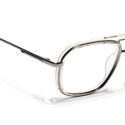 Eyejack Silver & Transparent Wayfarer Eyeglasses for Men & Women (170209FCL2043-C5)