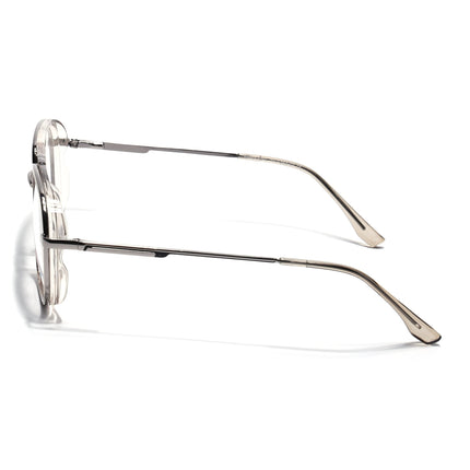 Eyejack Silver & Transparent Wayfarer Eyeglasses for Men & Women (170209FCL2043-C5)