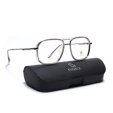 Eyejack Silver & Transparent Wayfarer Eyeglasses for Men & Women (170209FCL2043-C5)