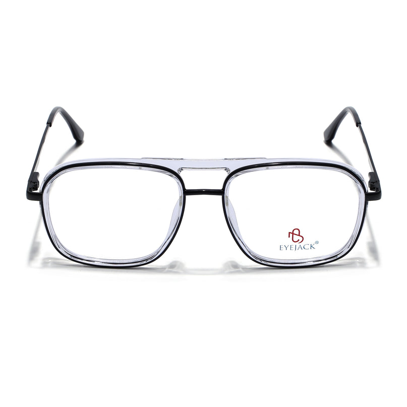 Eyejack Skyline Black & Transparent Wayfarer Eyeglasses for Men & Women (170209FCL2120-C6)