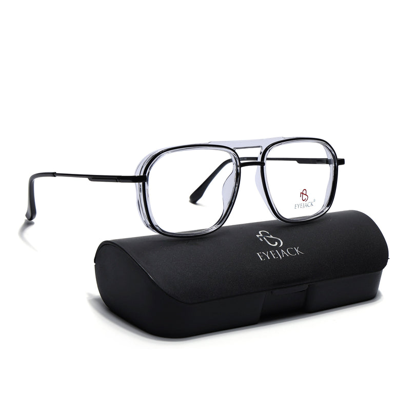 Eyejack Skyline Black & Transparent Wayfarer Eyeglasses for Men & Women (170209FCL2120-C6)