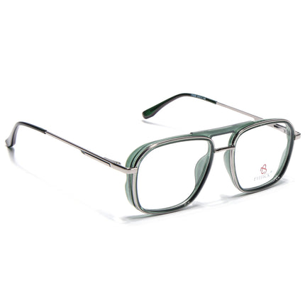 Eyejack Skyline Silver & Green Wayfarer Eyeglasses for Men & Women (170209FCL2121-C7)
