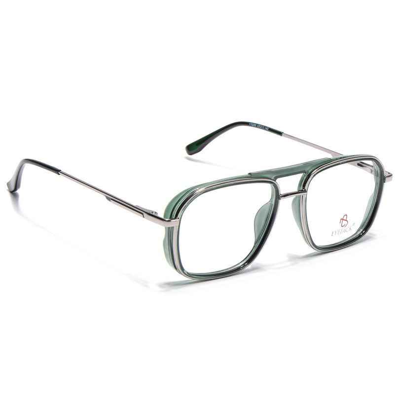 Eyejack Skyline Silver & Green Wayfarer Eyeglasses for Men & Women (170209FCL2121-C7)