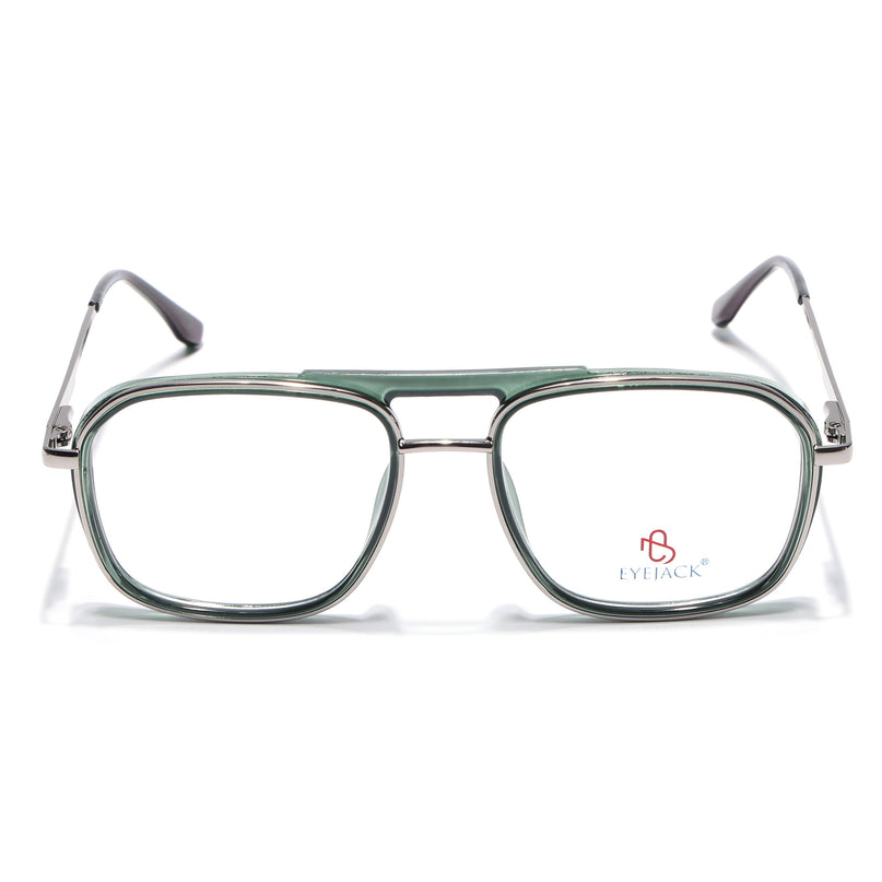 Eyejack Skyline Silver & Green Wayfarer Eyeglasses for Men & Women (170209FCL2121-C7)