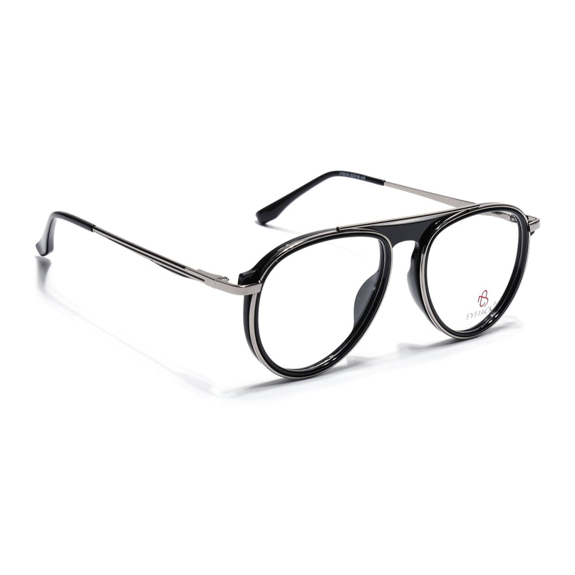 Eyejack Black & Silver Aviator Eyeglasses for Men & Women (170210FCL2044-C1)