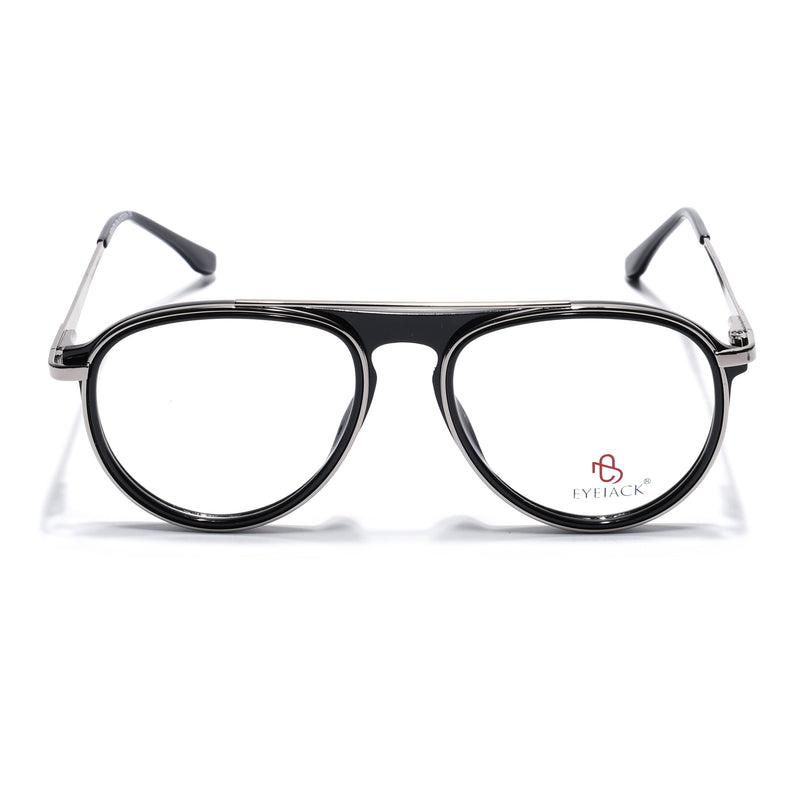 Eyejack Black & Silver Aviator Eyeglasses for Men & Women (170210FCL2044-C1)