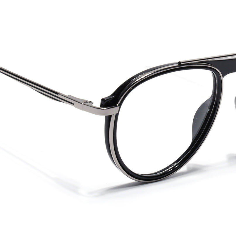 Eyejack Black & Silver Aviator Eyeglasses for Men & Women (170210FCL2044-C1)