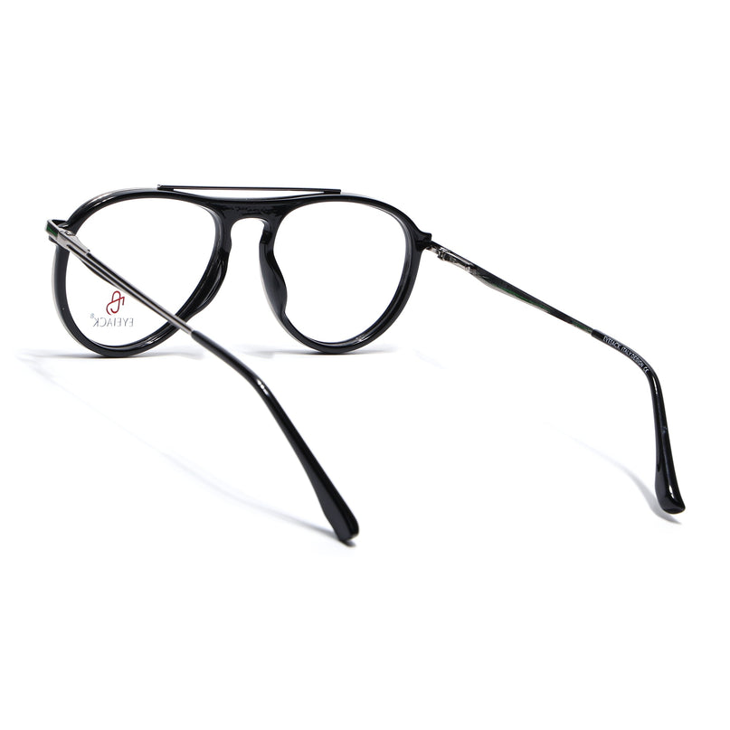 Eyejack Black & Silver Aviator Eyeglasses for Men & Women (170210FCL2044-C1)
