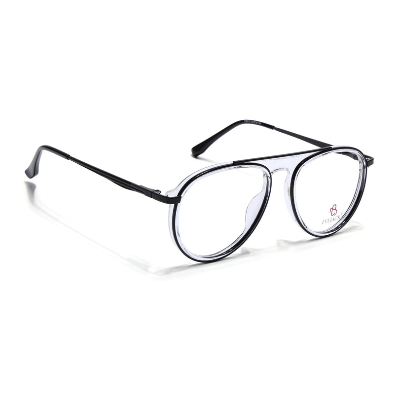 Eyejack Black & Transparent Aviator Eyeglasses for Men & Women (170210FCL2045-C2)