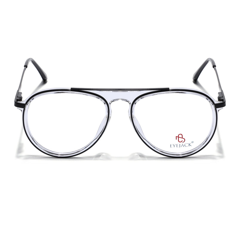 Eyejack Black & Transparent Aviator Eyeglasses for Men & Women (170210FCL2045-C2)