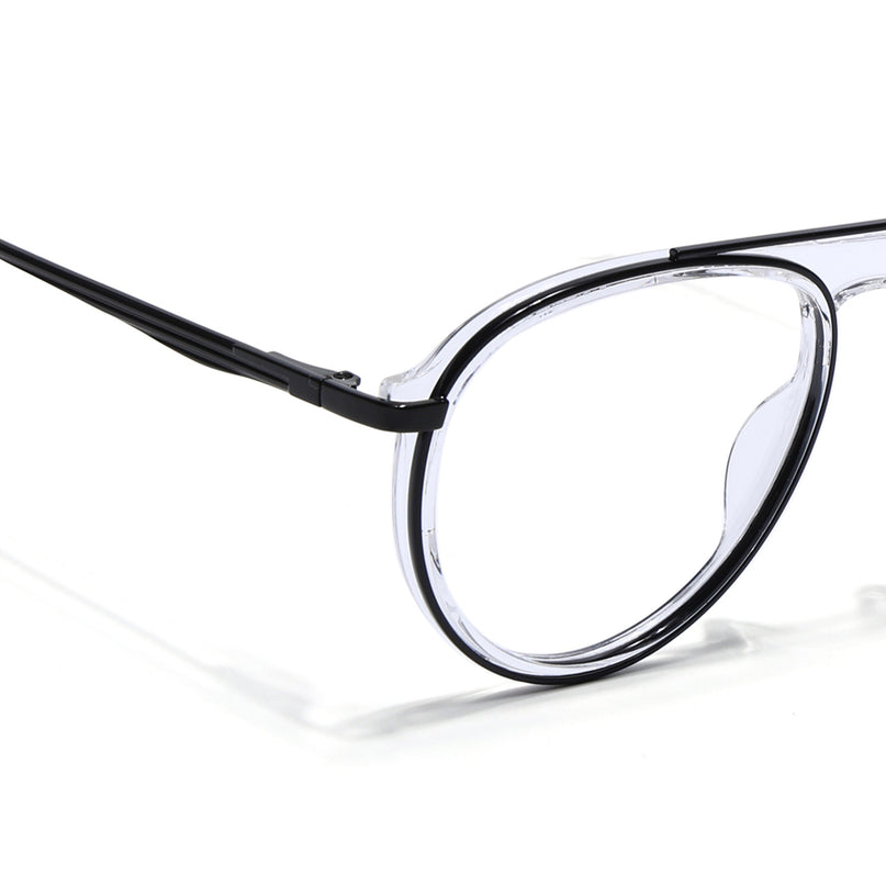 Eyejack Black & Transparent Aviator Eyeglasses for Men & Women (170210FCL2045-C2)