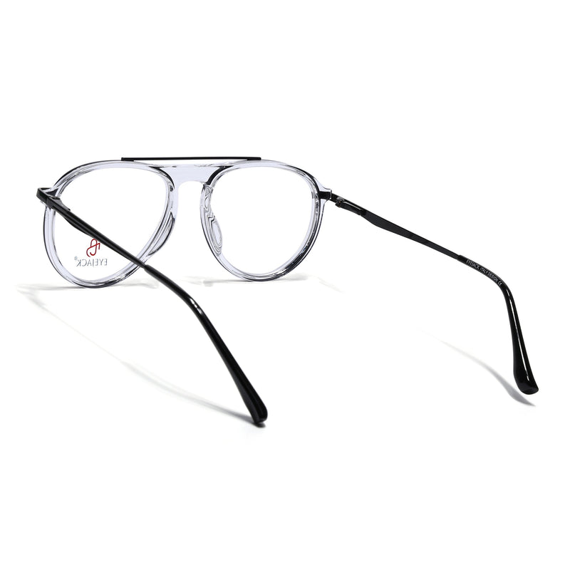 Eyejack Black & Transparent Aviator Eyeglasses for Men & Women (170210FCL2045-C2)