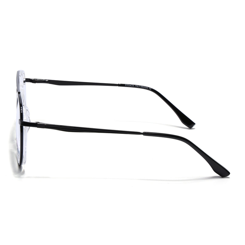 Eyejack Black & Transparent Aviator Eyeglasses for Men & Women (170210FCL2045-C2)