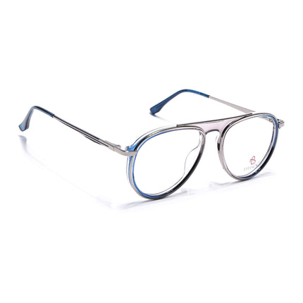 Eyejack Silver & Blue Aviator Eyeglasses for Men & Women (170210FCL2046-C3)