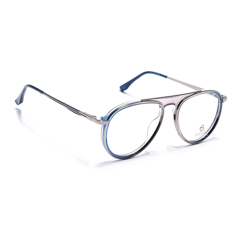 Eyejack Silver & Blue Aviator Eyeglasses for Men & Women (170210FCL2046-C3)