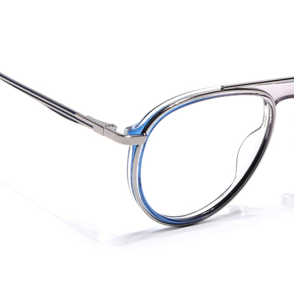 Eyejack Silver & Blue Aviator Eyeglasses for Men & Women (170210FCL2046-C3)