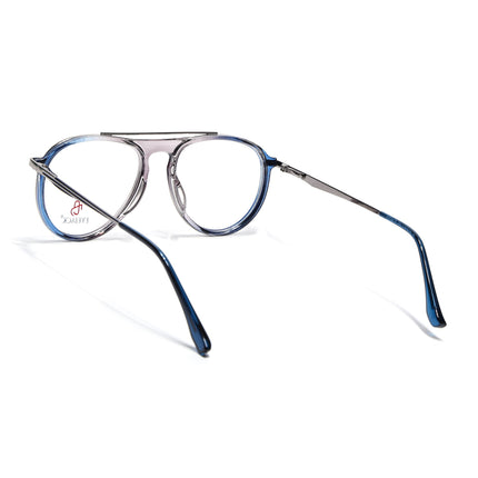Eyejack Silver & Blue Aviator Eyeglasses for Men & Women (170210FCL2046-C3)