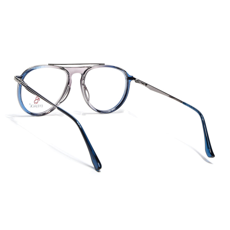 Eyejack Silver & Blue Aviator Eyeglasses for Men & Women (170210FCL2046-C3)