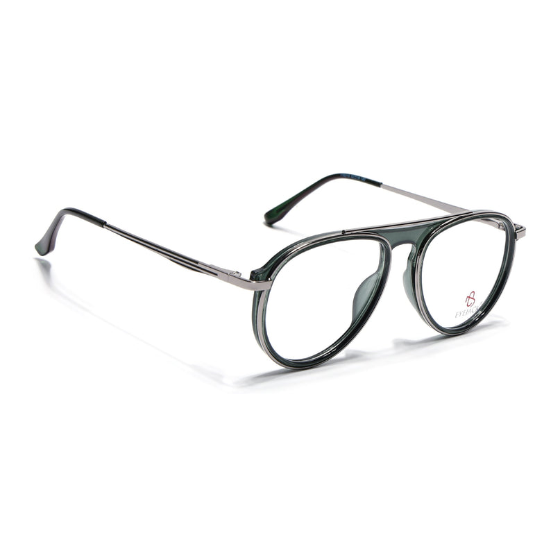 Eyejack Silver & Green Aviator Eyeglasses for Men & Women (170210FCL2047-C4)