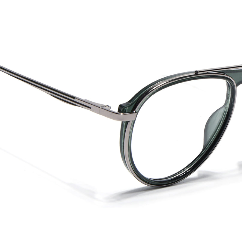 Eyejack Silver & Green Aviator Eyeglasses for Men & Women (170210FCL2047-C4)