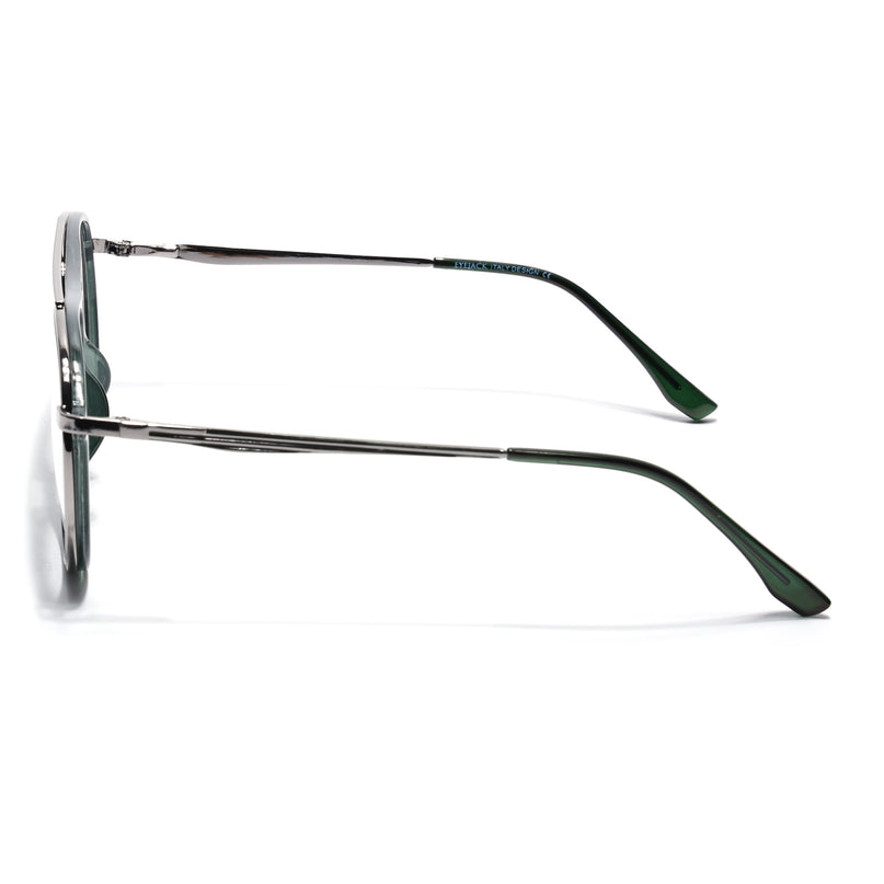 Eyejack Silver & Green Aviator Eyeglasses for Men & Women (170210FCL2047-C4)