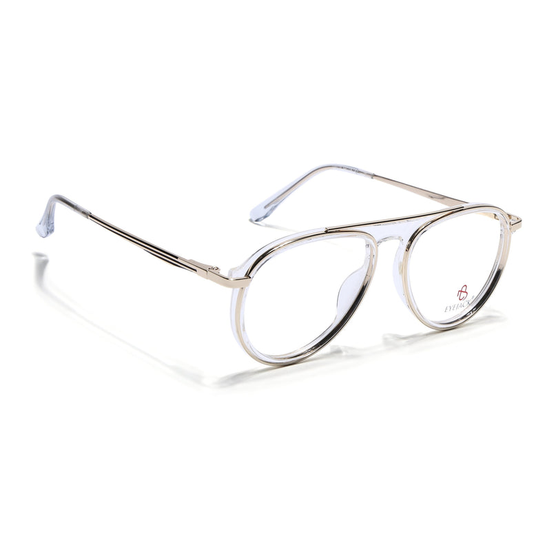 Eyejack Golden & Transparent Aviator Eyeglasses for Men & Women (170210FCL2048-C5)