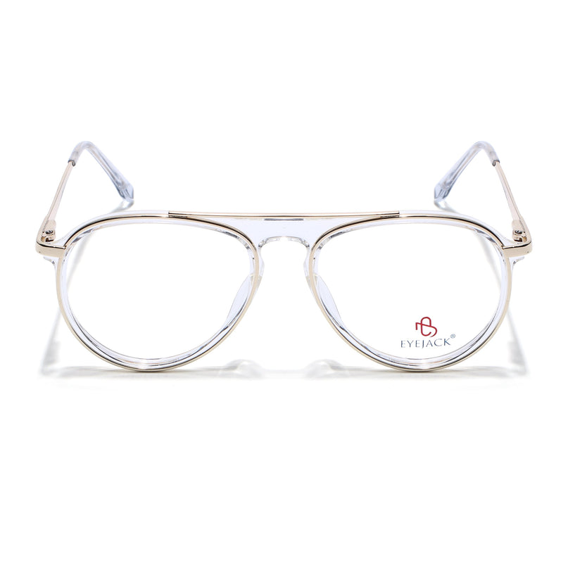 Eyejack Golden & Transparent Aviator Eyeglasses for Men & Women (170210FCL2048-C5)