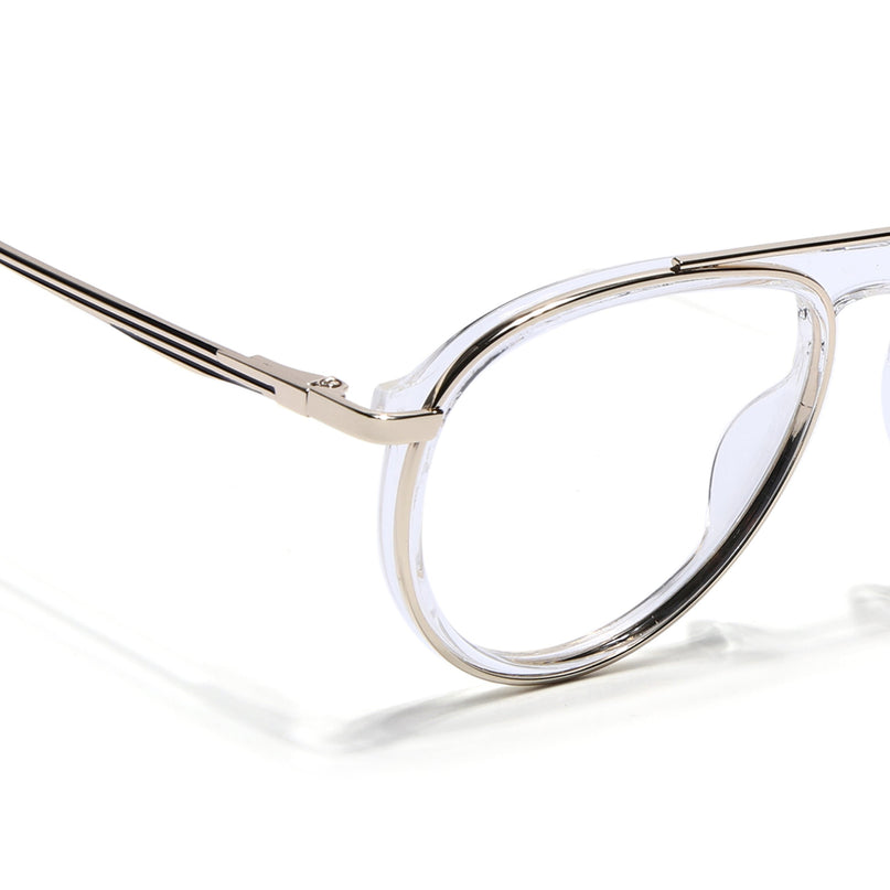 Eyejack Golden & Transparent Aviator Eyeglasses for Men & Women (170210FCL2048-C5)