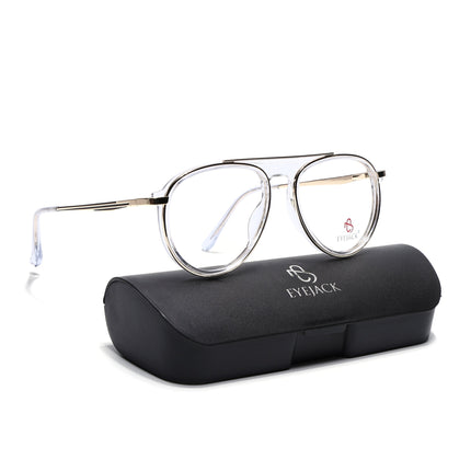 Eyejack Golden & Transparent Aviator Eyeglasses for Men & Women (170210FCL2048-C5)